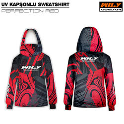 Wily Wear - Wily Wear UV Kapşonlu Sweatshirt Perfection Red