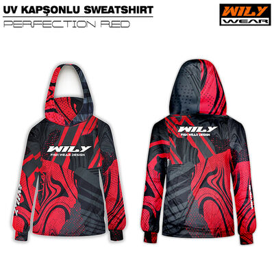 Wily Wear - Wily Wear UV Kapşonlu Sweatshirt Perfection Red